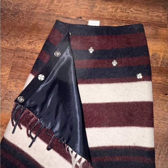 H&M Studio AW 2019 Wrap Blanket Fringe Over Wool-blend Skirt size 32 US 0 - Picture 3 of 6